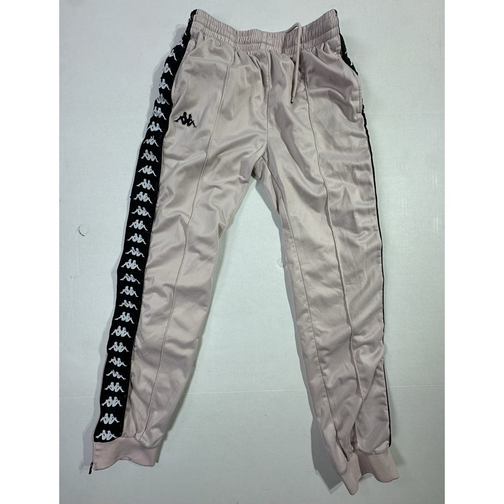 Kappa Banda Pink Track Pants Size Large Logo Tape Joggers with Ankle Zips